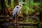 Great Blue Heron Ardea herodias standing on a log, Great Blue Heron in Everglades National Park, Florida, USA, AI Generated