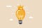 Great and brilliant idea, creative genius or winner idea for business development concept, glowing shiny lightbulb idea lamp