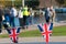 Great Britain celebration bunting with typical UK background in