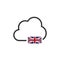 Great Britain Cloud Domain Server or storage. VPN concept. GB flag