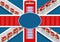 Great Britain flag with double decker and call-box