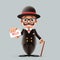 Great britain gentleman businessman cartoon character call card bowler hat suit business english 3d isolated design