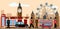 Great britain and london icon set illustration