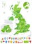 Great Britain Map Spot Green Colors and glossy icons