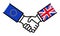Great Britain shaking hands with EU, Brexit, agreement, negotiations, business relations, concept, line icons