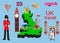 Great Britain travel symbols and design