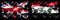 Great Britain, United Kingdom vs Iraq, Iraqi New Year celebration travel sparkling fireworks flags concept background. Combination