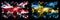 Great Britain, United Kingdom vs Sweden, Swedish New Year celebration travel sparkling fireworks flags concept background.