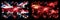 Great Britain, United Kingdom vs USSR, Communist New Year celebration travel sparkling fireworks flags concept background.