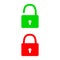 Great concept of green open lock and red closed lock