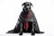 Great Dane Dog Dressed As A Ninja On White Background