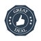 Great deal flat badge on white background.