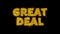 Great Deal Text Sparks Particles on Black Background.