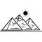 Great Egyptian Pyramids Landscape illustration under sun on the white background. line-art landmark icon of the Great Pyramids in