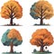 Great fantasy magic tree vector art set