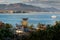 Great floating gate (O-Torii) and Hiroshima city view from Miyaj