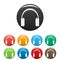 Great headphones icons set color