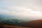 Great hills at morning with sun lights on Carpathian mountains,