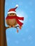 Great Horned Owl with Santa Hat on Tree