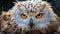 Great horned owl staring, wisdom in its yellow eyes generated by AI