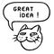 Great idea. Cute tomcat head. Speech bubble. Vector illustration.