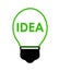 Great Idea! Green light bulb with IDEA word inside.