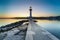 Great Lake Lighthouse Sunrise with Rocks
