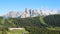 Great landscape at Dolomites. Time lapse to Gardenaccia massif and the Sassongher peak. Alta Badia, Sud Tirol, Italy