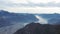 Great landscape at Iseo lake in winter season, foggy and humidity in the air. Panorama from Monte Pora, Alps, Italy