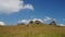 Great Links Tor with white clouds in a blue sky, Dartmoor