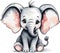 Great lovely watercolor baby elephant vector art
