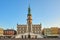 Great Market Square, Zamosc, Poland - September, 21, 2018: Zamosc town hall on Great Market Square. Large landmark city square in