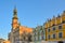 Great Market Square, Zamosc, Poland - September, 21, 2018: Zamosc town hall on Great Market Square. Large landmark city square in