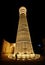 Great Minaret of the Kalon Historic ancient ruin night scene, Mir-i Arab Madrasah square, Bukhara, Uzbekistan
