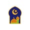 Great mosque with Crescent moon and star for Islam symbol. Simple monoline icon style for muslim ramadan and eid al fitr