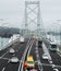 Great Naruto Bridge with gray sky background in cloudy day at Tokushima