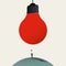 Great new idea, innovation, heureka, breakthrough moment vector concept. Big lightbulb over businessman.