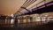 Great night shot of colorful illuminated Millennium Bridge London