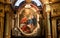 Great paintings with Mother of God inside golden interiors of 16th century St John`s Cathedral, Roman Catholic church