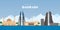 Great panoramic city landscape of Bahrain. Manama skyline with colorful buildings landmark. Welcome to Bahrain postcard. Travel