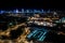 Great panoramic night view of the center and the Old City of Warsaw - Stare Miasto - from the right bank of the Vistula River.