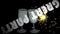 Great party banner, animation with two wine glasses in 3d design, moving inscription and fiery sparks
