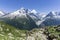 The great peaks of the Mont Blanc massif . Alps