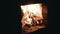 Great plan fireplace with smoldering logs. Beautiful light.