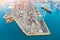 Great port, maritime transport, maritime traffic delivery concept