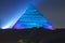 Great Pyramid of Giza illuminated at night, UNESCO World Heritage site, Cairo, Egypt.