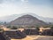 The Great Pyramid of Sun and Moon, views on ancient city ruins of Teotihuacan pyramids valley, The Road of Dead
