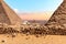 The Great Pyramids of Giza, view on the bases