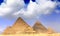 Great Pyramids, located in Giza. Panorama