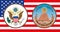 Great seal of USA, obverse and reverse with US flag